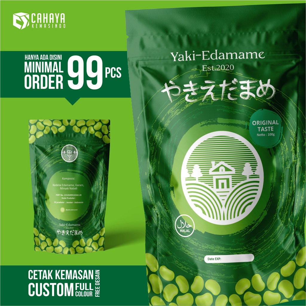 Cetak Kemasan Standing Pouch Full Printing Custom Kemasan Kripik Makanan Snack Baso Aci  Kemasan sta