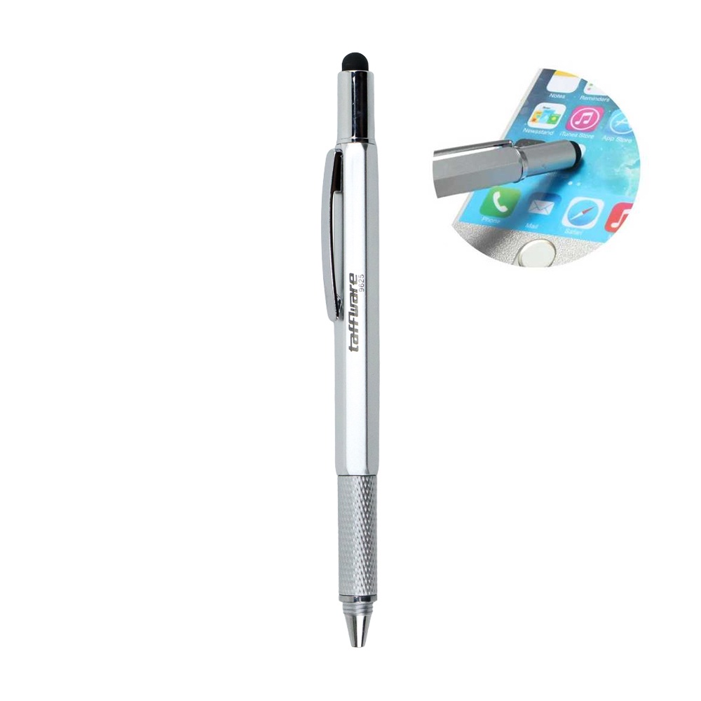 

Pena Pulpen Multifungsi Bahan Plastik Stylus + Penggaris + Level + Obeng - 9625 - Silver