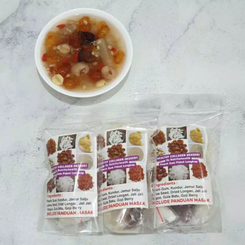 (Grosir Pack 200gr) Paket Lengkap Peach Gum Tao Jiao 9 BAHAN