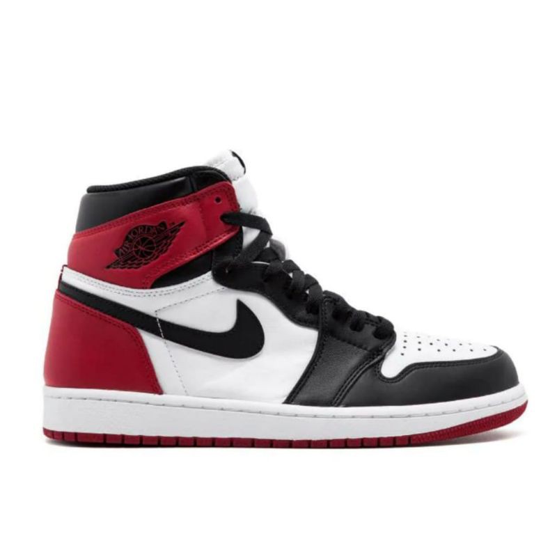 Air Jordan 1 Retro High Black Toe Original Nike Shoes-Hitam merah