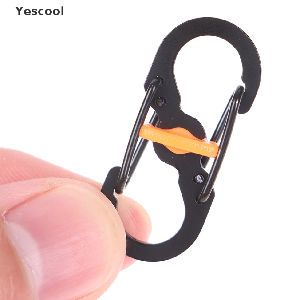 Yescool Outdoor Camping Carabiner Keychain with Lock 8 Shaped S Buckle Climbing Clip .