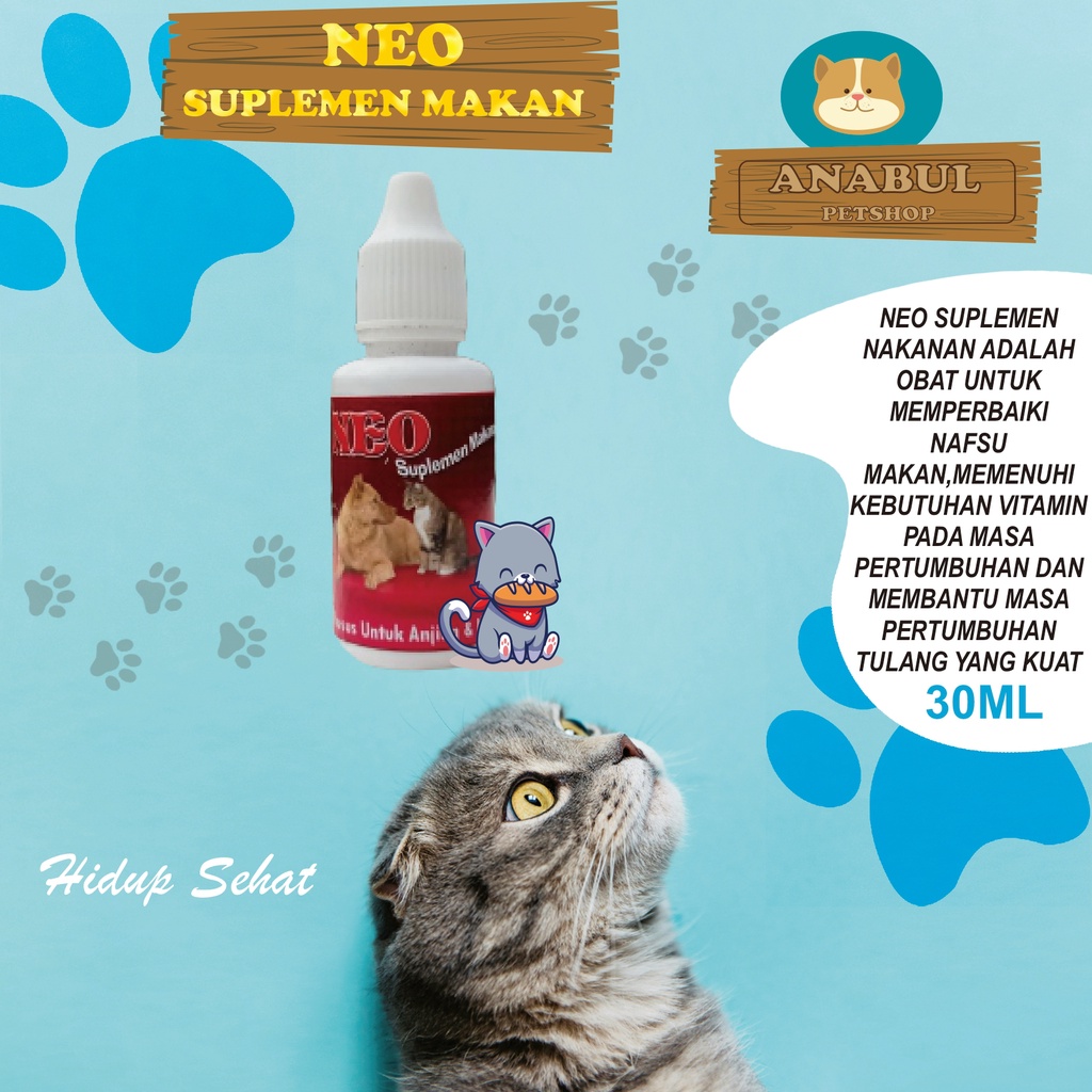 SUPLEMEN MAKANAN KUCING &amp; ANJING NEO 30ML MENAMBAH NAFSU MAKAN PELIARAAN