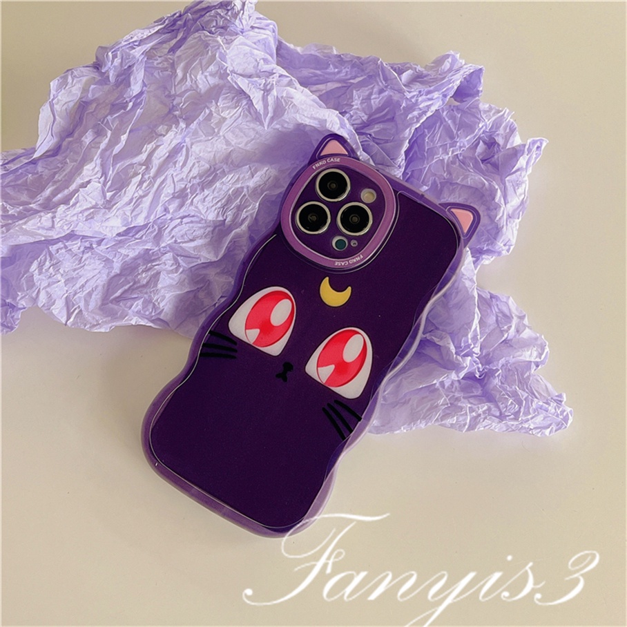 Compatible For iPhone 14 13 12 11 Pro Max X XR Xs Max 8 7 6 6s Plus SE 2020 Soft Case Pelindung Desain Telinga Kucing Luna Untuk