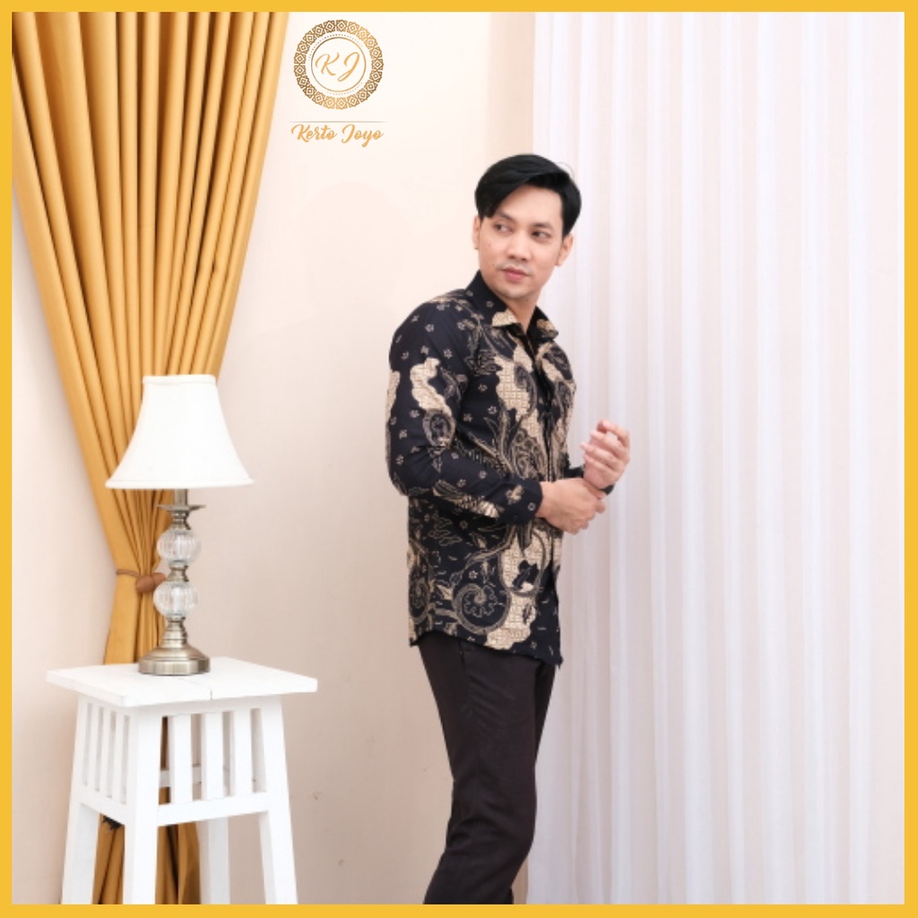 Batik Pria Lengan Panjang Slim Fit Keris Modern Premium Baju Kemeja Atasan Batik Cowok Prabuseno AHY Pekalongan Solo Kerto Joyo KJ 001-XL