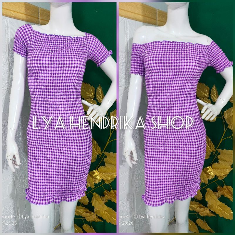 Dress kerut sabrina/baju penyanyi katun Jepang adem