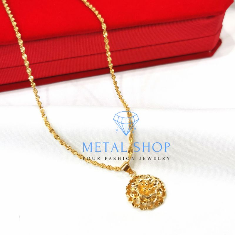 MS - Kalung Rhodium Wanita Motif Kembang