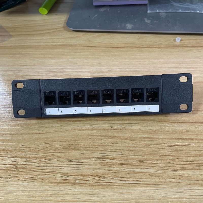 Vivi 8port Lurus-Melalui CAT6 Patch Panel RJ45 Adaptor Kabel Keystone Jack Ethernet Distribution Frame UTP 19in