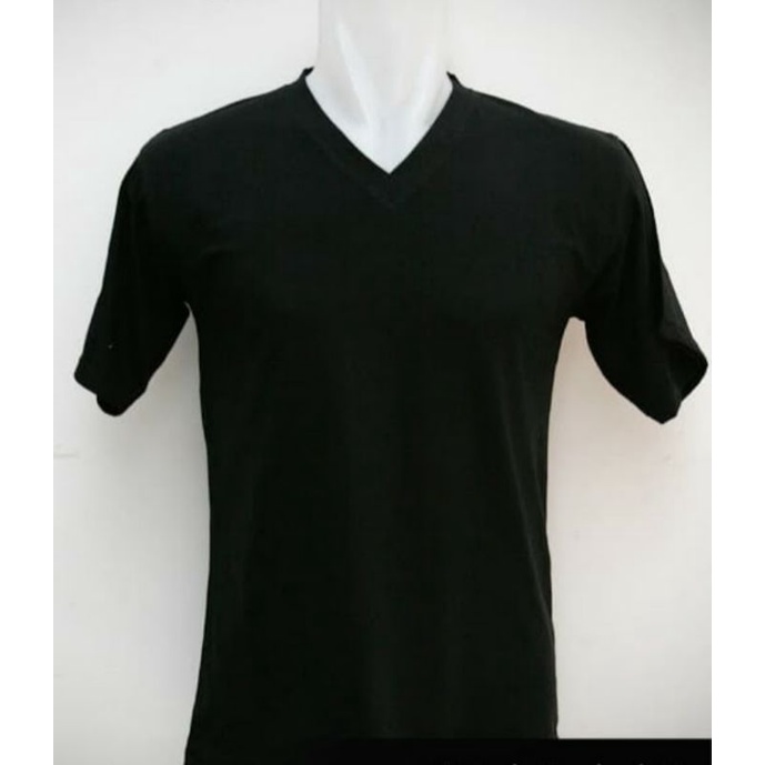 Kaos Polos V-neck Pria & Wanita-Kombet Hitam,24's
