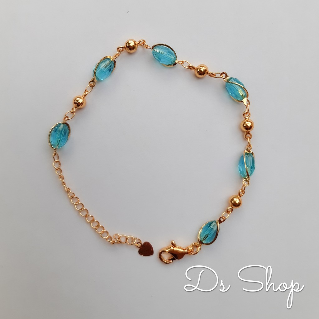 DS Gelang Tangan Titanium Batu Biru Laut