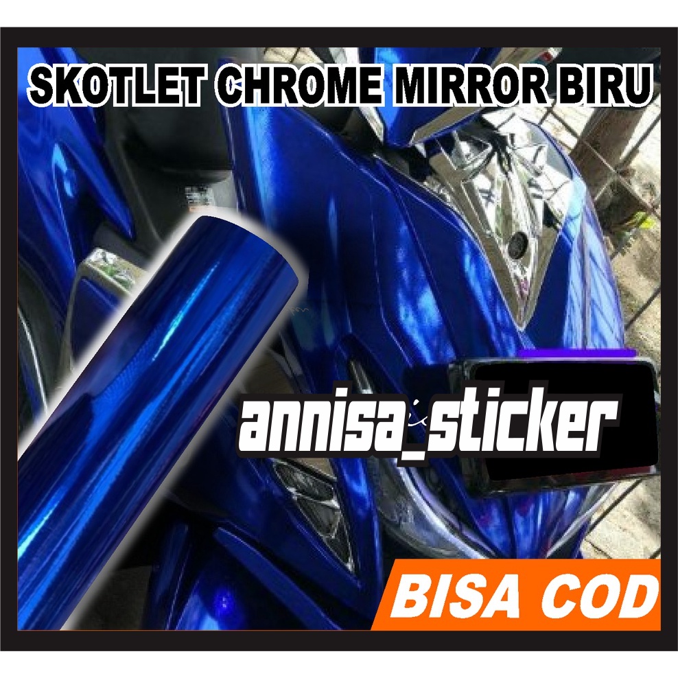 Stiker Skotlet Biru Chrome / Chrome Biru Stiker lentur