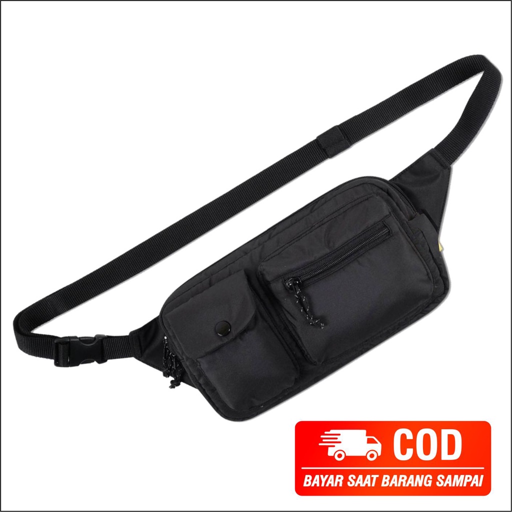 Tas Selempang Polos Hitam Slingbag Bahu Pria Model Kasual Polos - PG - 8828