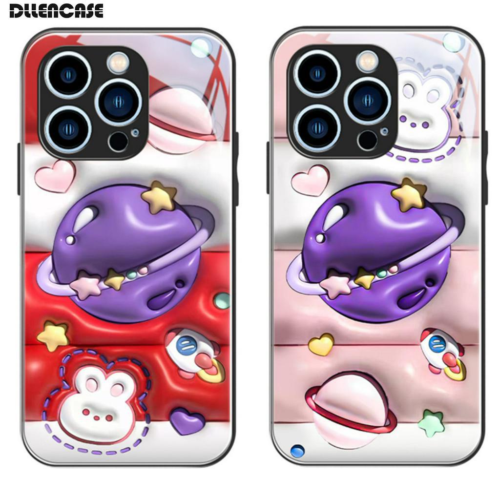 Dllencase Casing Untuk iPhone 14 Pro Max14Plus13 12 11 Bahan Kaca Tempered Case Casing Cover Pelindung Kamera D088