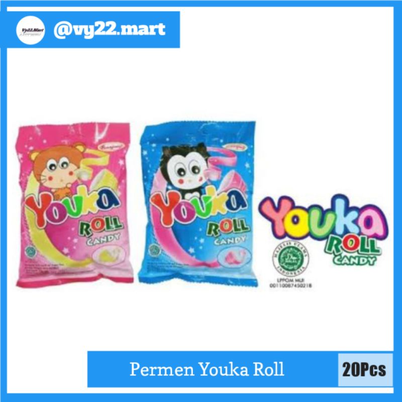 

Perman Youka Roll 1Pack = 20Pcs Permen Jadul Kembang Gula Lunak