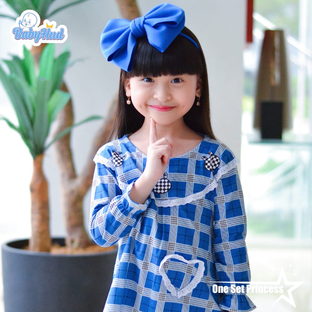 Setelan Anak 1-5Thn ||One Set Princess by Baby Hud || Setelan kotak-kotak