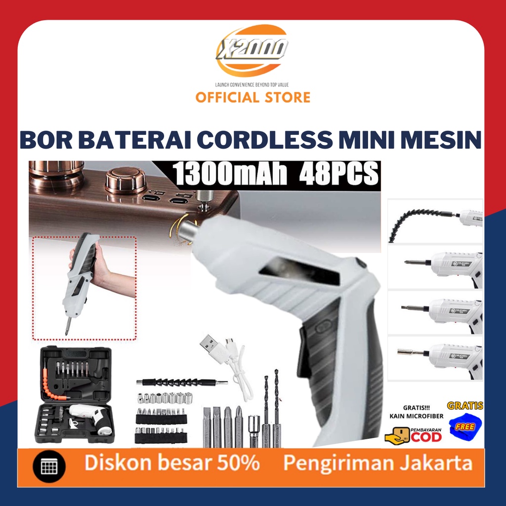 [BISA COD] Mesin Bor Cordless Mini 47pcs Set 4.2V / Screwdriver Baterai / Mesin obeng USB multifungsi portabel listrik