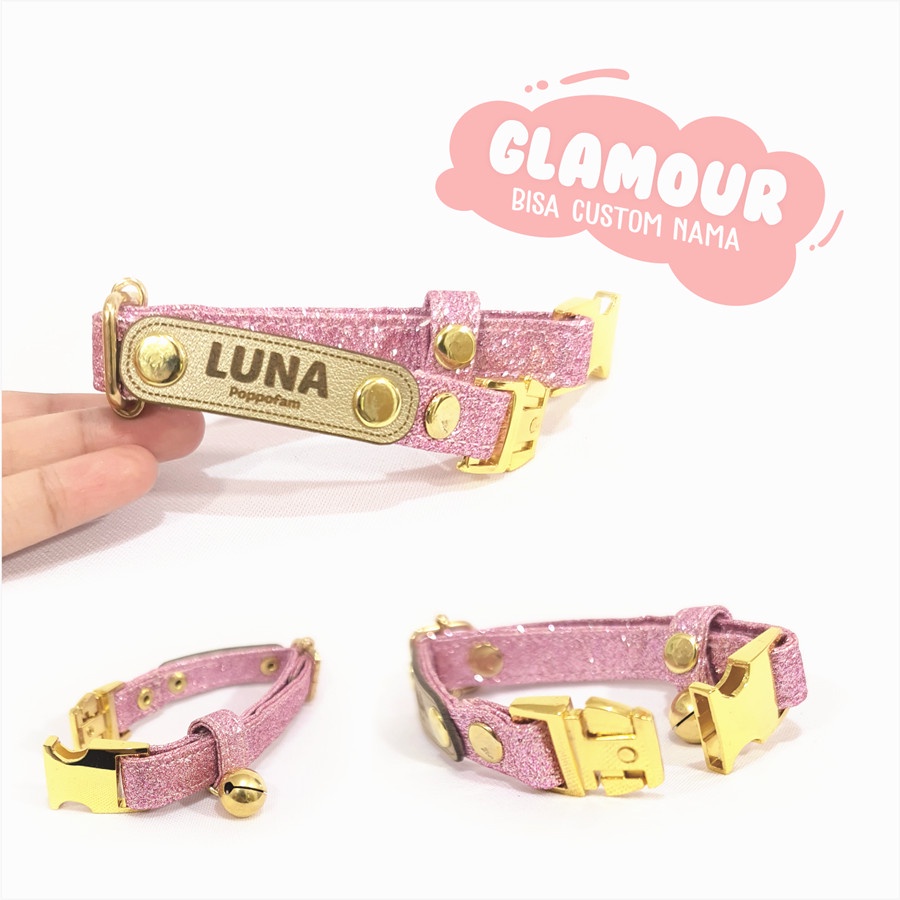 K42 Kalung Custom Nama Kucing Anjing Glitter Glamour