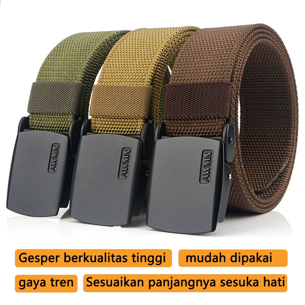 sabuk pria Ikat Pinggang Pria Nylon Canvas Sabuk Berkualitas Premium（6 warna, panjang yang dapat dis