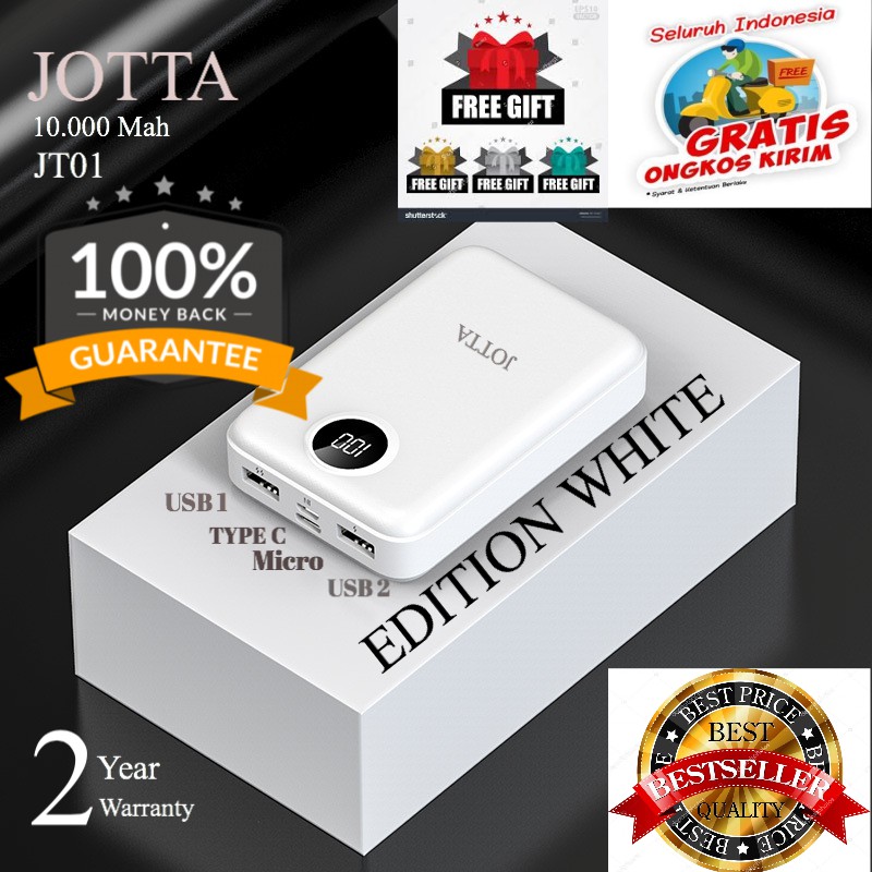 Powerbank JOTTA JT01 kapasitas 10.000 Mah Original Garansi 2 tahun.