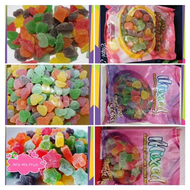 

JELLY Mixed - Mix Fruit - Bentuk Random Love / Bintang / Oval (1kg) @Istana.Coklat.Bandung