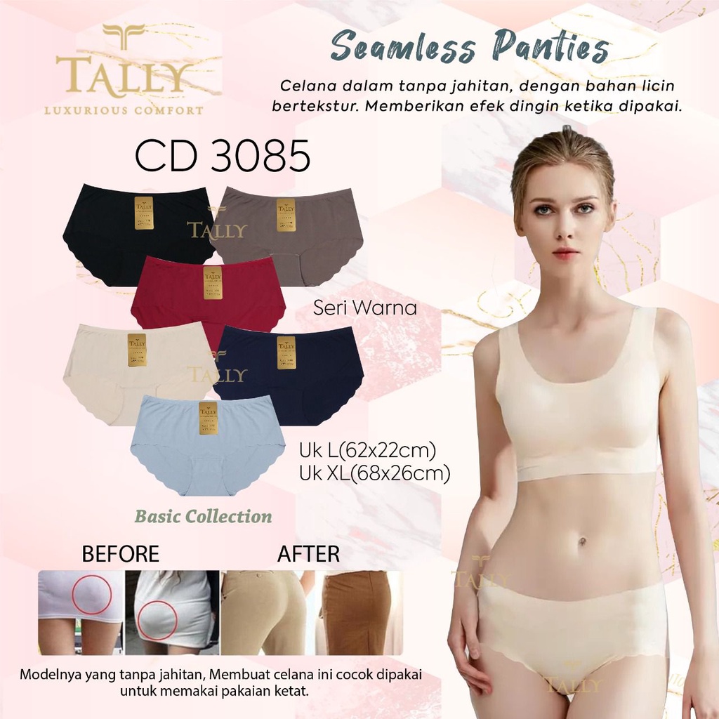 TALLY CD CELANA DALAM SEAMLESS WANITA 3085 I SIZE L - XL I BAHAN NYLON