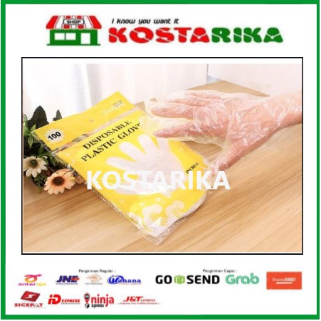 Sarung Tangan Plastik 100pcs pack Plastik DISPOSABLE PLASTIC GLOVES