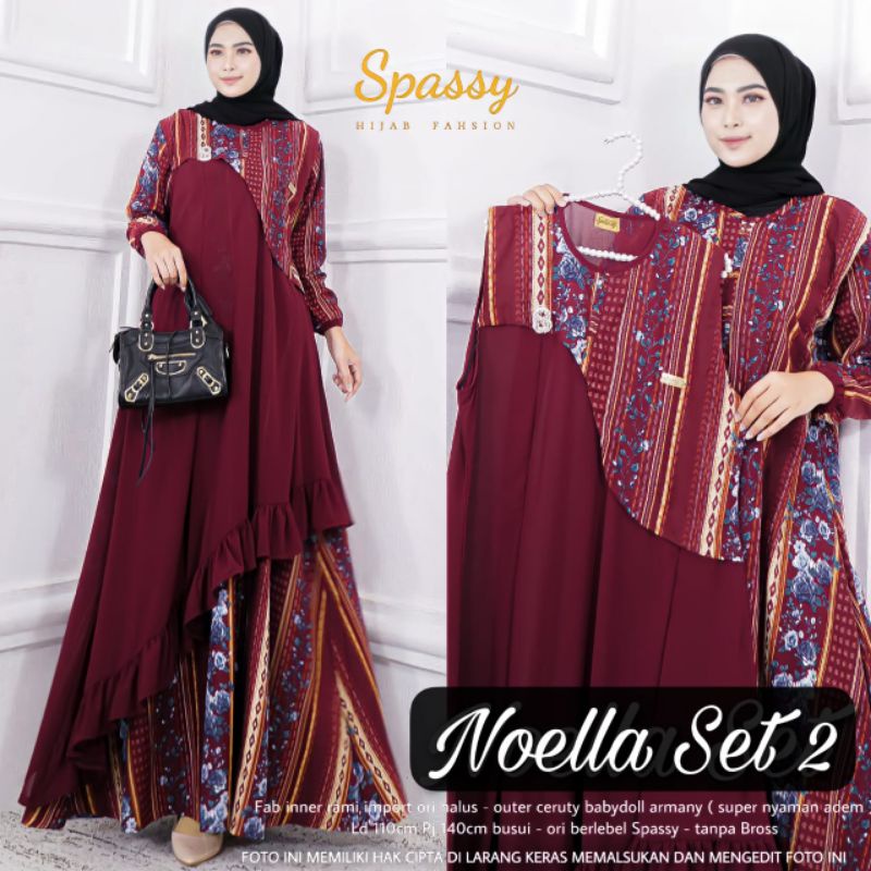 GAMIS NOELLA SET 2 SET ORI BERLABEL SPASSY / GAMIS BUSUI FRIENDLY / GAMIS KONDANGAN / GAMIS CANTIK /