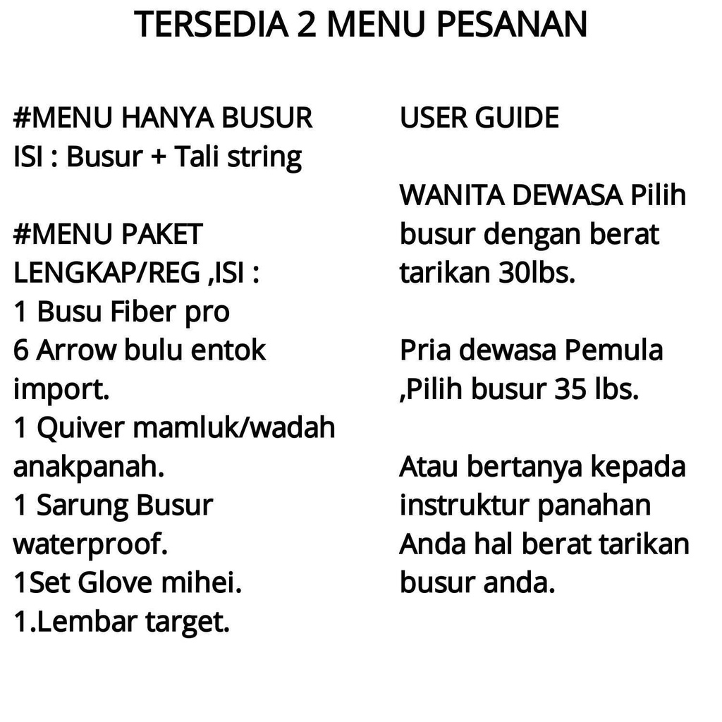 Paket Lengkap Panahan Dewasa 27-50Lbs Turkisy Bow