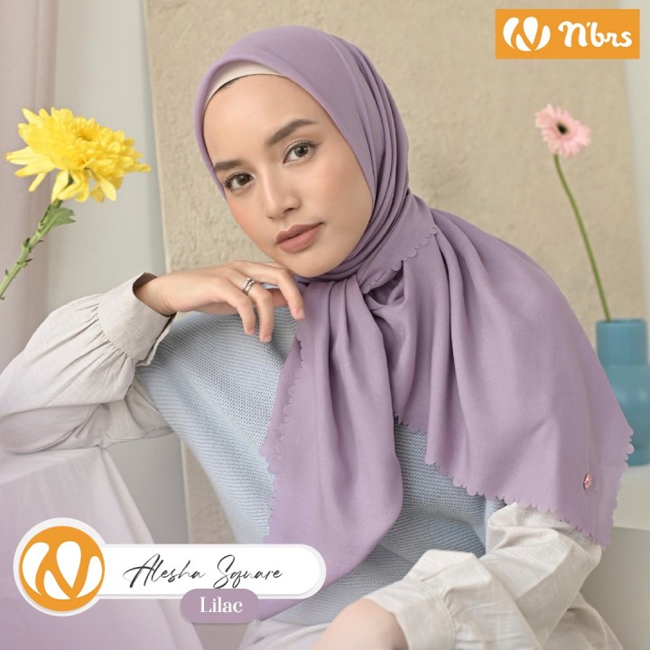 Nibras Hijab Alesha Square Bahan Voal Ultrafine Jilbab Segi Empat Hijab Wanita Muslimah