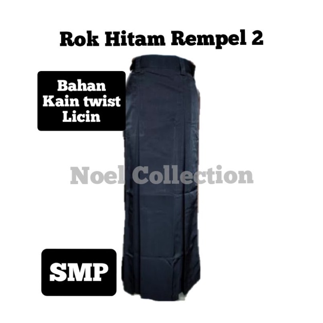 Rok hitam span panjang belah 2 MTS/SMP seragam sekolah (twist/licin) NON KARET