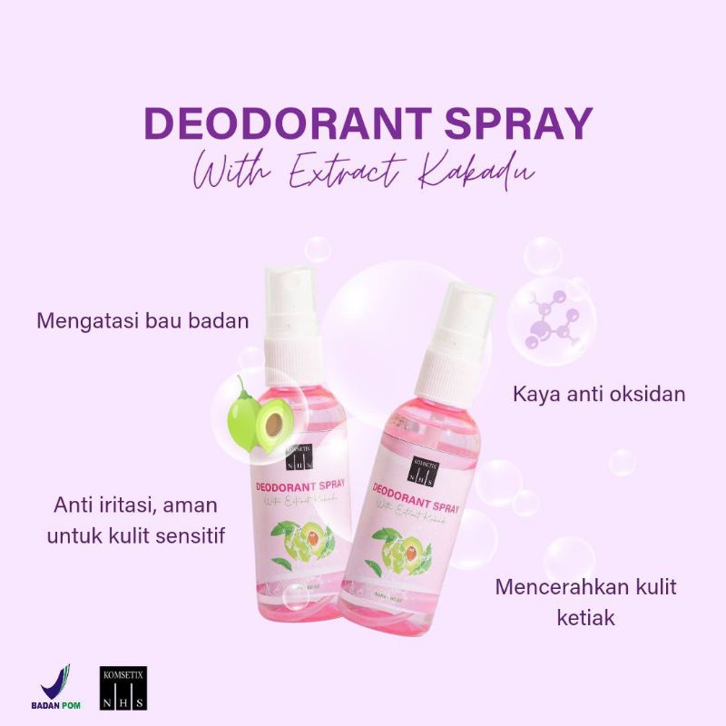 KOMSETIX NHS - Deodorant Spray NHS Herbal Ampuh atasi Bau Badan Keringat Berlebih Mencerahkan Ketiak BPOM 60 ml