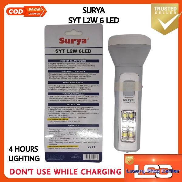 SURYA Senter SYT L2W 6LED  Lampu Emergency Lamp Rechargeable PORTABLE