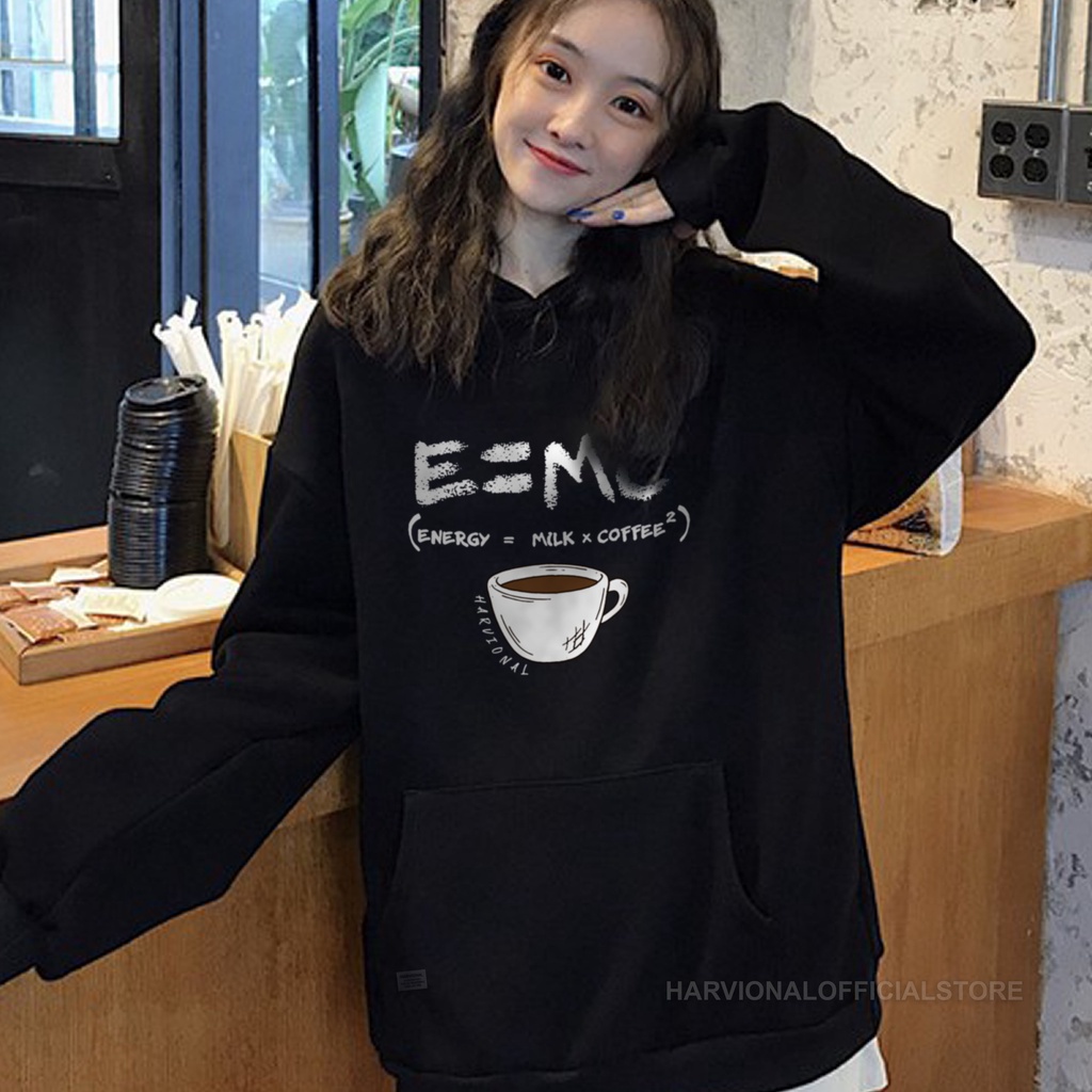 Parisdivarious Sweater Hoodie Jemper E=Mc Coffee Bahan Fleece Size S - XXL (Pria &amp; Wanita)