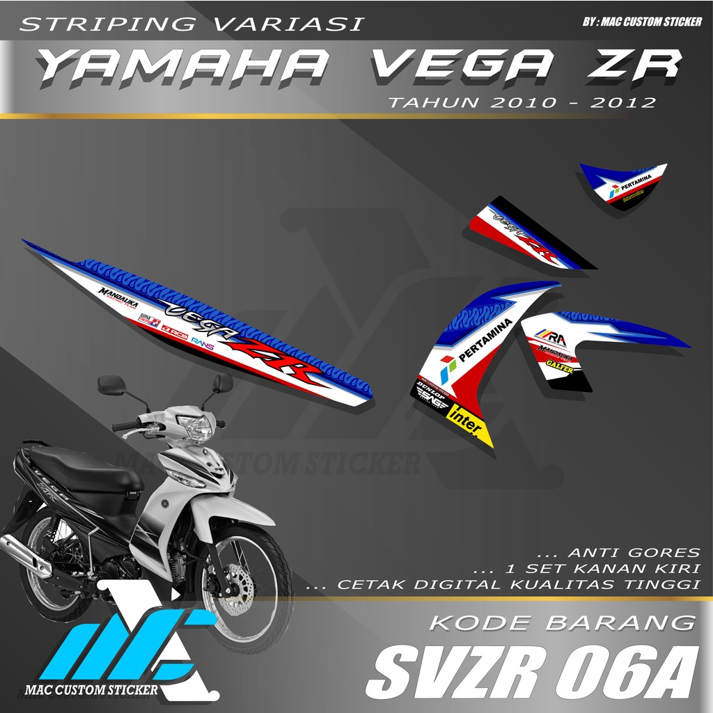 STRIPING VARIASI YAMAHA VEGA ZR - STIKER LIST MOTOR VEGA ZR MOTIF MANDALIKA RACING TEAM - SVZR 06