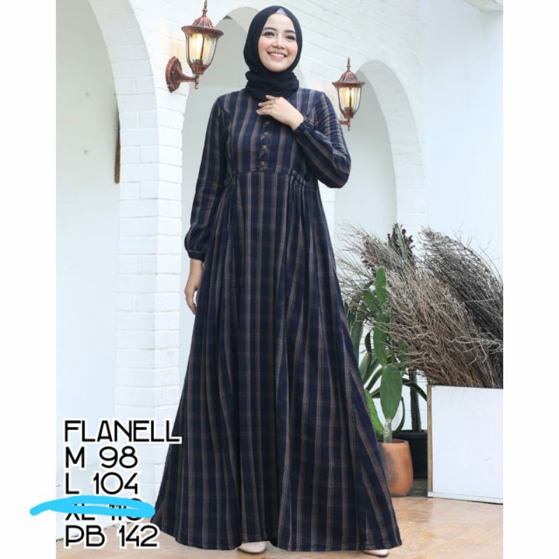 gamis cantik wanita linen dan flanel