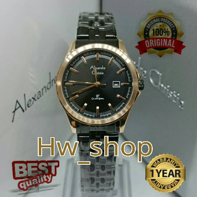 Jam Tangan Wanita Alexandre Christie 8402 Black RoseGold Original