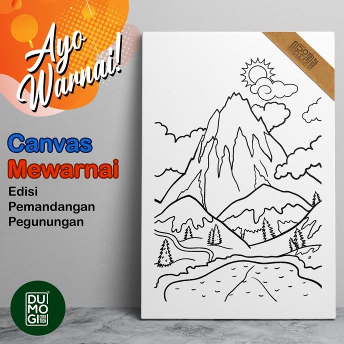 Kanvas Sketsa Lukis Mewarnai Anak - anak Tema Pemandangan A