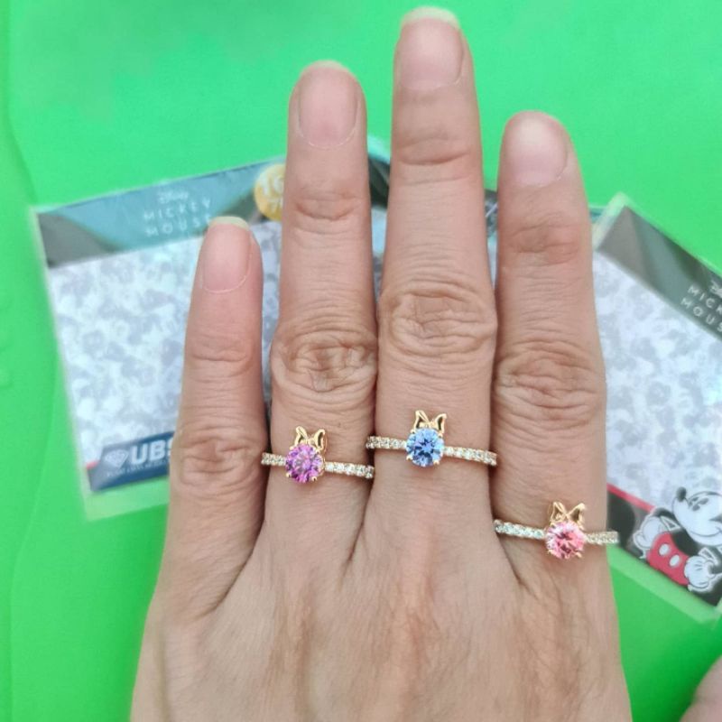 Cincin minnie mouse batu warna ungu, biru, pink UBS kadar 700 16K