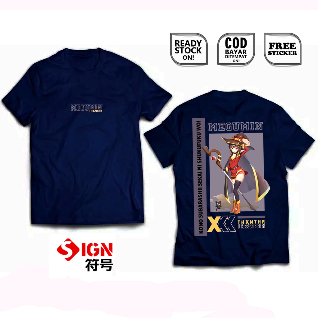 KAOS MEGUMIN KONOSUBA KONO SUBARASHII SEKAI NI SHUKUFUKU WO CRIMSON DEMON CLAN SATOU KAZUMA AQUA ERIS DARKNESS ANIME MANGA WAIFU WIBU OTAKU JAPAN CULTURE BAJU JEPANG - SIGN CLOTH