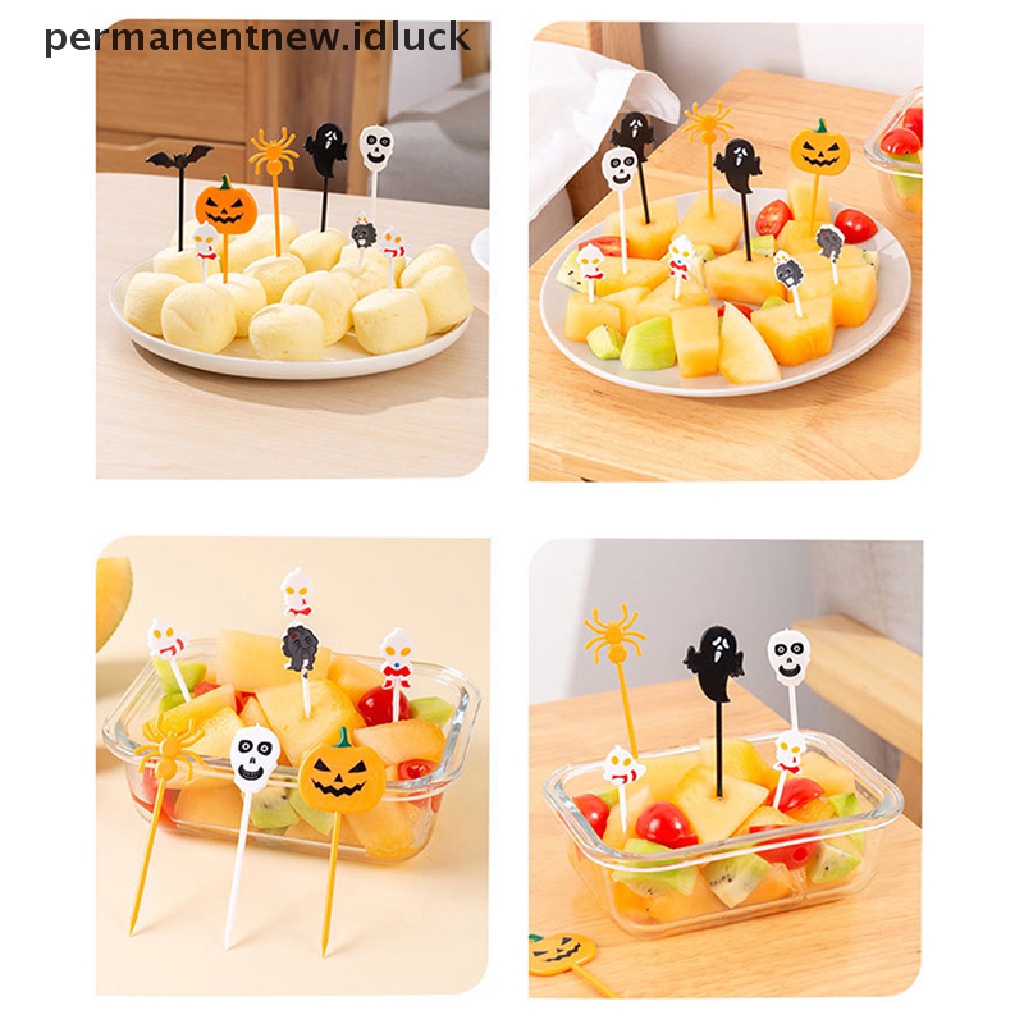 10 / 6 Pcs Garpu Buah / Kue Kecil Bahan Plastik Motif Kartun