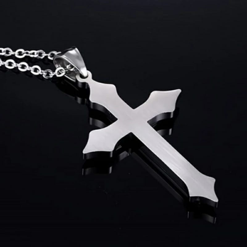 Kalung Salib Liontin Crucifix Gaya Punk Untuk Pria Bahan Stainless Steel