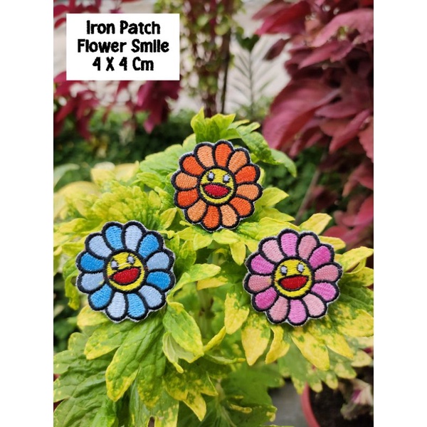( TINGGAL SETRIKA ) Patch Iron Fun Flower Colourfull Iron Patch Bordir Premium Murah Best Seller Emb