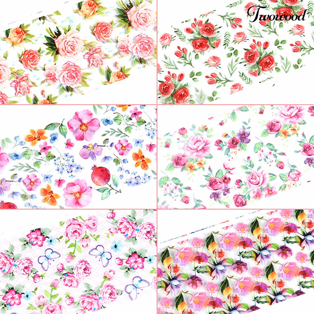 10 Pcs Stiker Kuku Motif Bunga Warna-Warni Gaya Retro Untuk Dekorasi Manicure