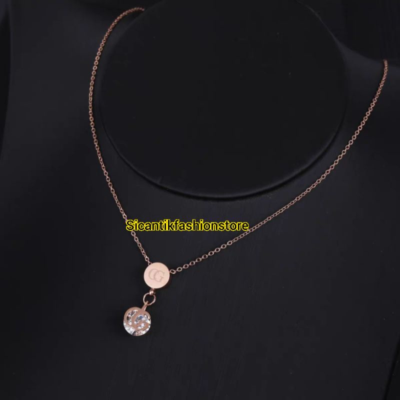 Kalung Wanita Titanium Rantai Rose Gold Liontin Permata GCC  Terbaru Terlaris Anti Karat Selamanya Kalung Wanita Korea Liontin  Permata Viral 2022