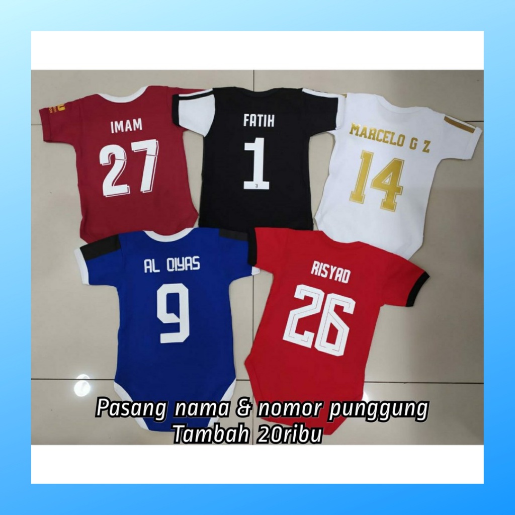 Jumper bayi newborn barcelona baju kodok kaos sepak bola fashion katun jumpsuit pakaian anak romper jersey sport outfit apparel club baby terusan bodysuit barca salur