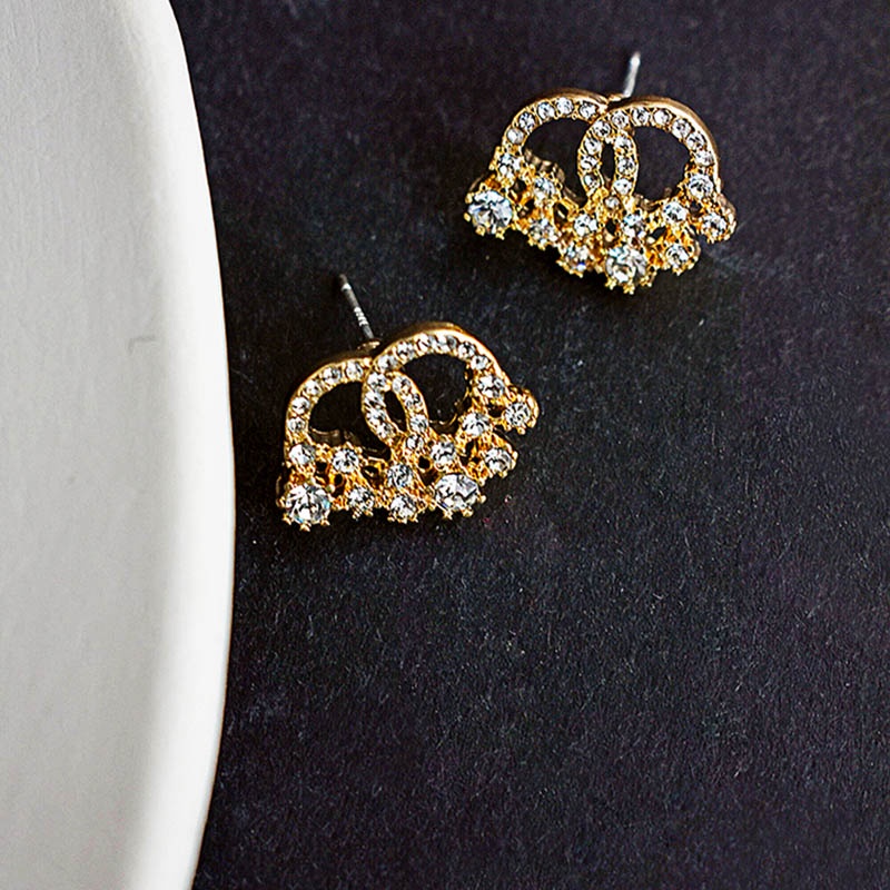 Anting 925 Silver Needle Aksen Zircon Gaya Perancis Untuk Wanita