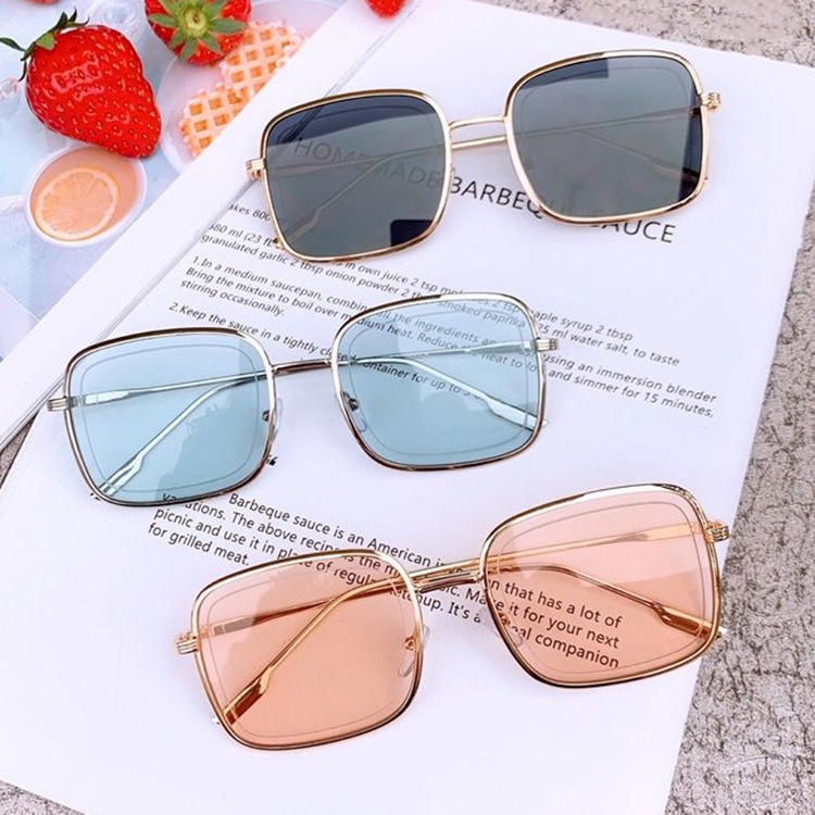 Fashion square metal simple men's and women's trendy anti-ultraviolet sunglasses