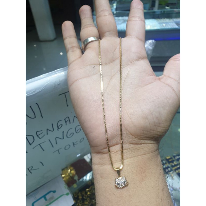 kalung emas asli anak lucu model milano berliontin hellokitti