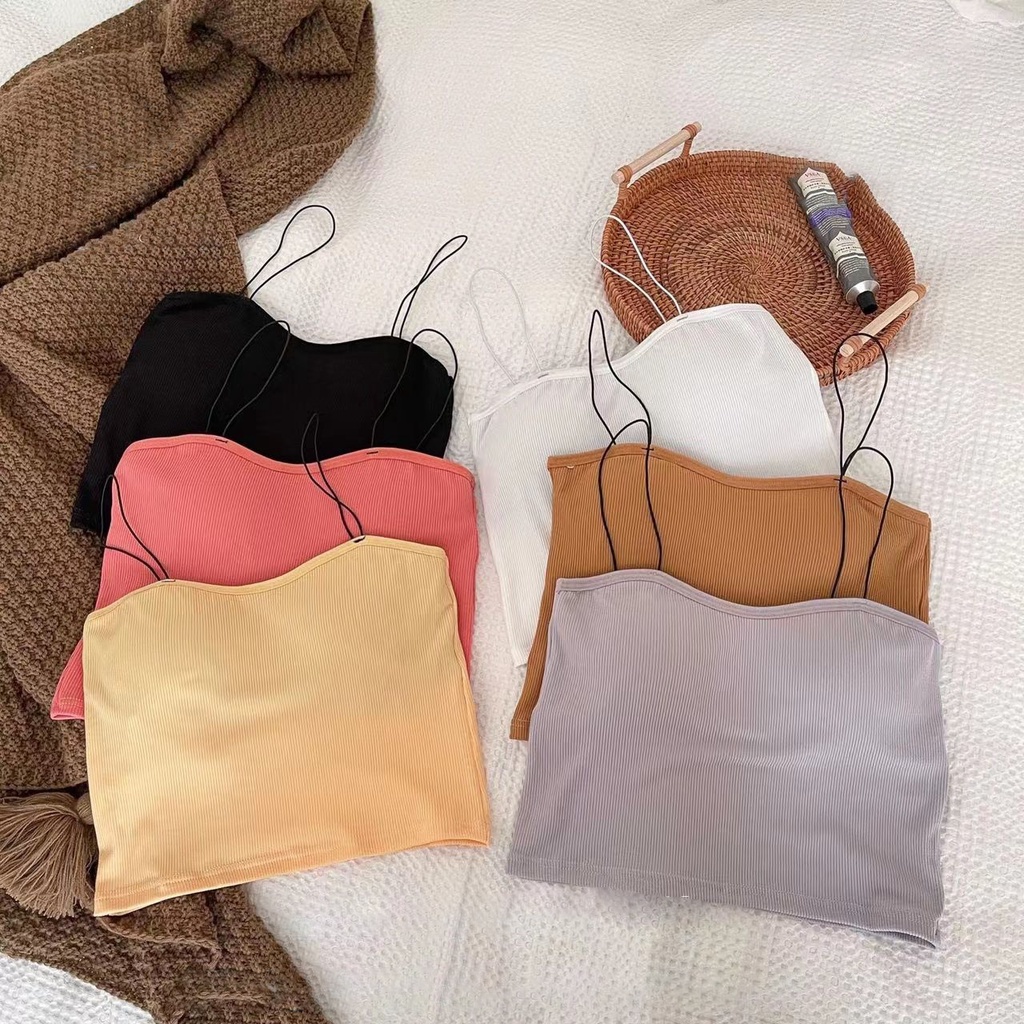 ✅𝐅𝐎𝐈𝐒𝐒® Tanktop Bra Spaghetti Pakaian Dalam Wanita Kamisol Bra With Cup Import 1200