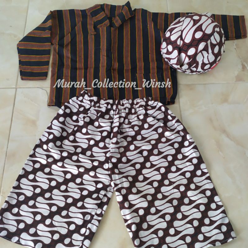 Set baju lurik anak | baju adat anak | baju adat jawa | baju lurik bayi | tedak siten