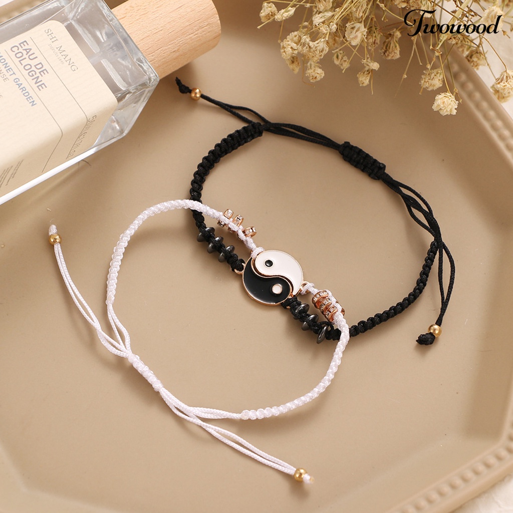 2pcs Gelang Liontin Adjustable Bahan Alloy Anti Karat Untuk Wanita